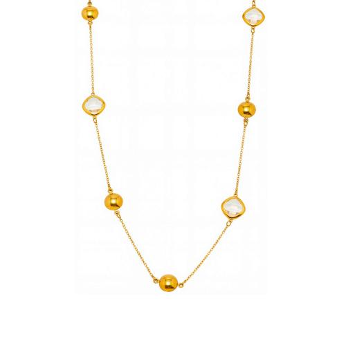 Stainless Steel Jewelry Necklace 304 Stainless Steel with Glass Stone 18K gold plated fashion jewelry & for woman Sold By PC