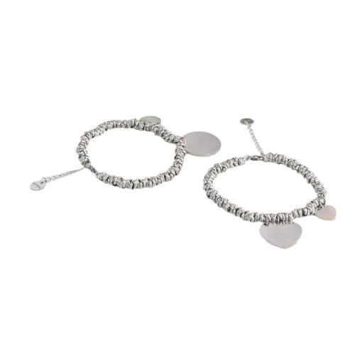 Bijoux bracelet en acier inoxydable, Acier inoxydable 304, Placage, bijoux de mode & pour femme, argent, Longueur Environ 17.8 cm, Vendu par PC