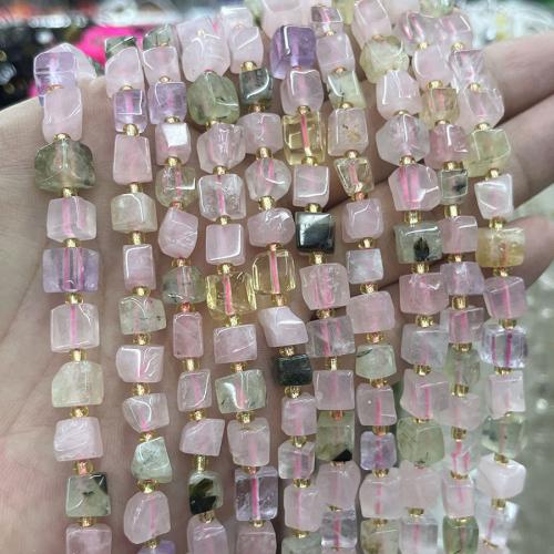 Rose Quartz Bead, Square, DIY, blandade färger, Såld Per Ca 38 cm Strand