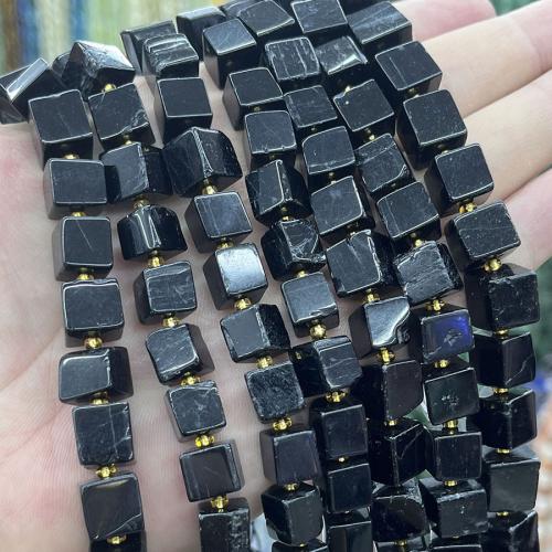 Schorl Bead, Square, DIY, svart, Såld Per Ca 38 cm Strand