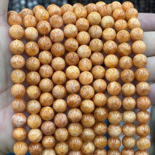 Bead, Rund, DIY, apelsin, Såld Per Ca 38 cm Strand