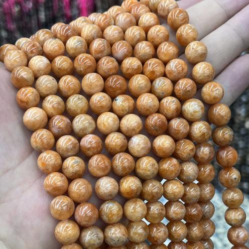 Bead, Rund, DIY, apelsin, Såld Per Ca 38 cm Strand