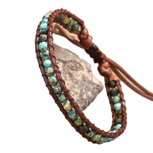 African Turquoise Bracelet with Wax Cord fashion jewelry mixed colors 4mm Length 18.5 cm Sold By PC