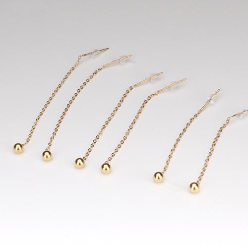 Titanium Steel Thread Μέσω Σκουλαρίκια, Γύρος, χρώμα επίχρυσο, κοσμήματα μόδας & διαφορετικό μέγεθος για την επιλογή & για τη γυναίκα, Sold Με Ζεύγος
