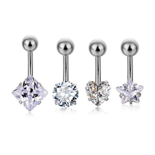 316L roestvrij staal buik ring, uniseks & verschillende stijlen voor de keuze & micro pave zirconia, oorspronkelijke kleur, 20mm, Verkocht door PC
