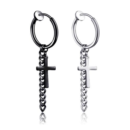 316 L Edelstahl Huggie Hoop Ohrhänger, Kreuz, Modeschmuck & unisex, keine, 20x55mm, verkauft von PC