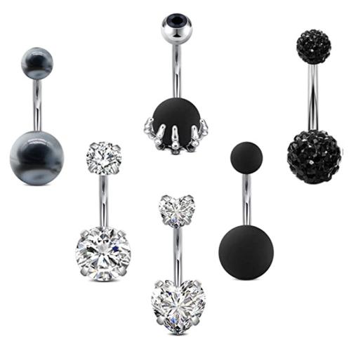 acier inoxydable 316L anneau de ventre, avec alliage de zinc, Placage, 6 pièces & unisexe & avec zircone cubique & avec strass, plus de couleurs à choisir, 20mm, Vendu par fixé