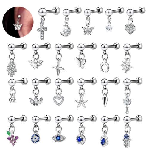 304 rostfritt stål piercing örhänge, plated, Unisex & olika stilar för val & micro bana cubic zirconia, Säljs av PC