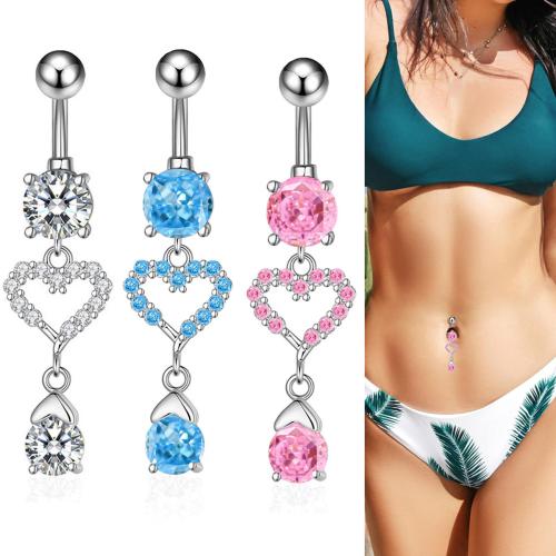cobre piercing para umbigo, banhado, unissex & micro pavimento em zircônia cúbica, Mais cores pare escolha, 50x30mm, vendido por PC