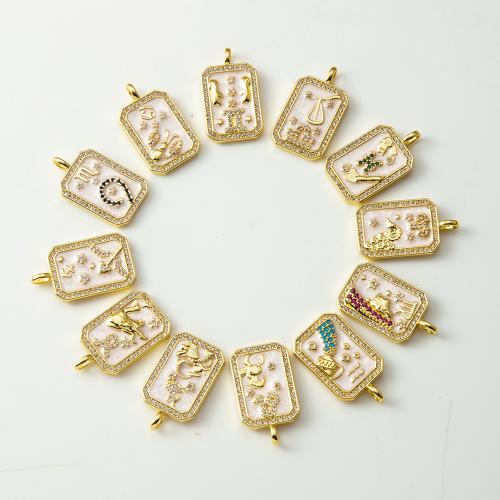 Pendants Prás Rhinestone, 12 Comharthaí an Stoidiaca, plátáilte, jewelry faisin & cruan & le rhinestone, dathanna níos mó le haghaidh rogha, nicil, luaidhe & caidmiam saor in aisce, 14.43x4.20x25.10mm, Díolta De réir PC