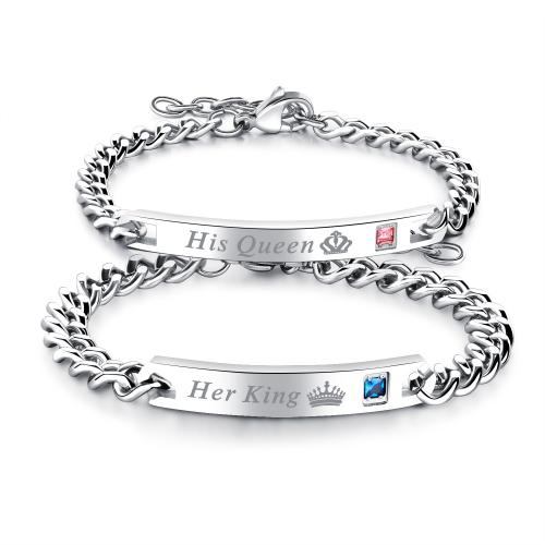 Quelques Bracelet à et Bangle, Acier inoxydable 304, Placage, bijoux de mode & unisexe & modèles différents pour le choix & pavé de micro zircon, plus de couleurs à choisir, Vendu par PC