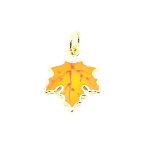 Mässing Smycken Hängen, Maple Leaf, DIY & emalj, gyllene, 15x12x1mm, Säljs av PC