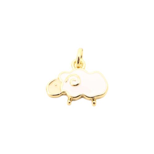 Brass Jewelry Pendants Sheep DIY & enamel golden Sold By PC