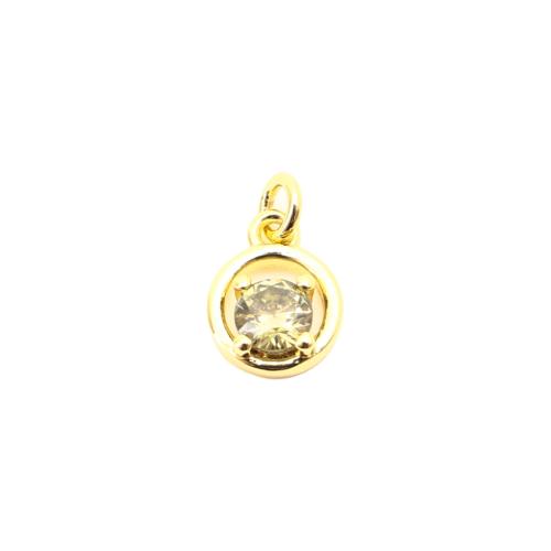 Cubic Zirconia Micro Pave Brass Pendant Round DIY & micro pave cubic zirconia & hollow golden Sold By PC