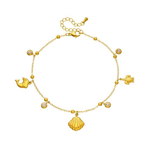 Cruach dhosmálta Anklet, 304 Cruach dhosmálta, dath an óir plated, jewelry faisin & micrea réiteach zirconia ciúbach & do bhean, Díolta De réir PC