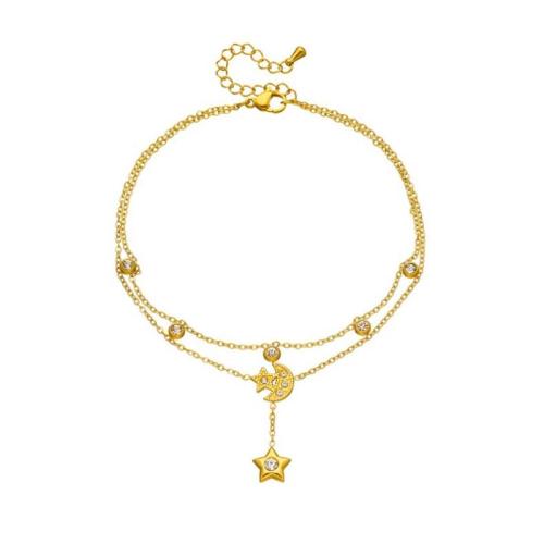 Braguette en acier inoxydable, Acier inoxydable 304, Placage, Double couche & pour femme & avec strass, doré, Vendu par PC