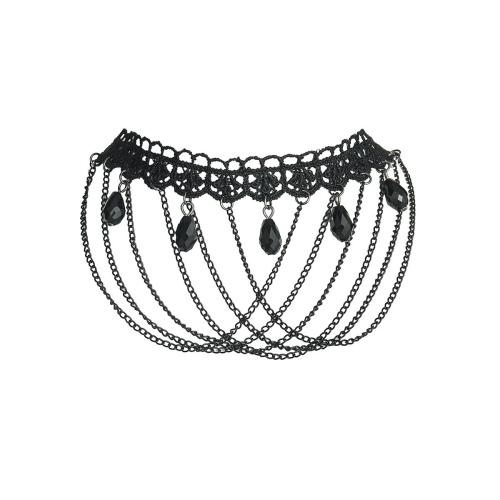 Jern Choker Necklace, med Lace & Cubic Zirconia, forgyldt, mode smykker & for kvinde, flere farver til valg, Solgt af PC