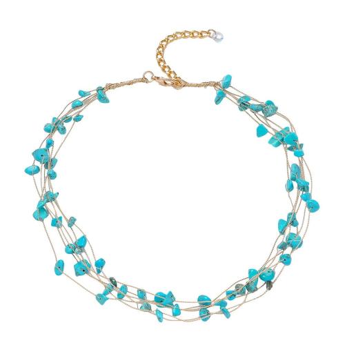 Collar de Latón, metal, con turquesa, chapado, Joyería & para mujer, Vendido por UD