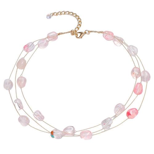 Brass Ogrlica, Mesing, s Rose Quartz, pozlaćen, modni nakit & za žene, Prodano By PC