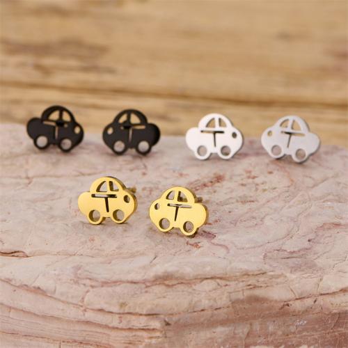 Roestvrij staal Stud Earrings, 304 roestvrij staal, Auto, plated, mode sieraden & verschillende stijlen voor de keuze, meer kleuren voor de keuze, 12paren/Bag, Verkocht door Bag