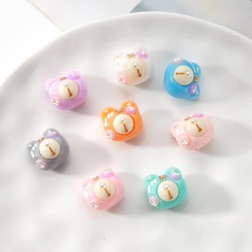 Hars Sieraden Kralen, met Plastic Pearl & Messing, DIY, meer kleuren voor de keuze, 15.90x14.80x15.37mm, Binnendiameter:Ca 1mm, Verkocht door PC