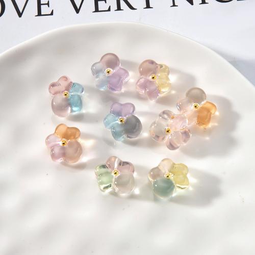 Resin Jewelry Beads with Brass Flower DIY Sold By PC