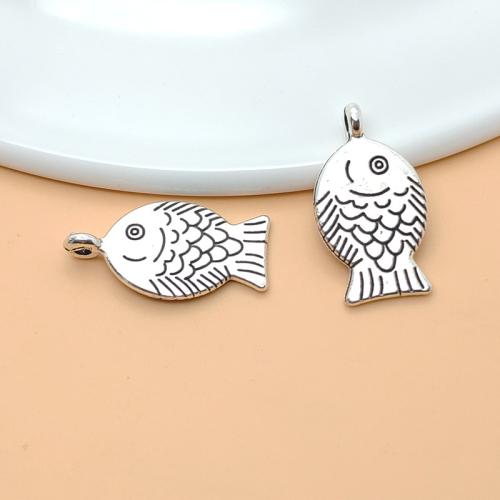 Zinc Alloy Animal Pendants Fish plated DIY antique silver color Sold By PC