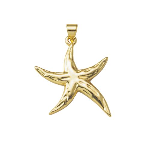 Brass Jewelry Pendants Starfish plated DIY golden nickel lead & cadmium free Sold By PC