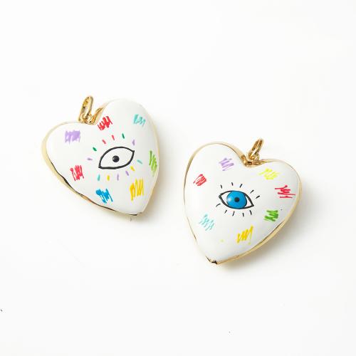 Brass Heart Pendants plated DIY & enamel nickel lead & cadmium free Sold By PC