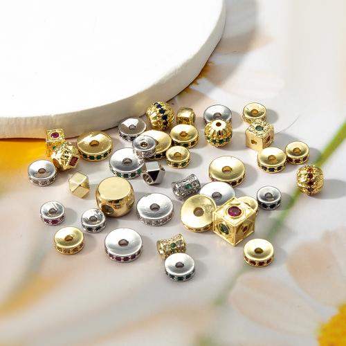 Cubic Zirconia Micro Pave Brass Beads plated DIY & micro pave cubic zirconia & with rhinestone nickel lead & cadmium free Sold By PC