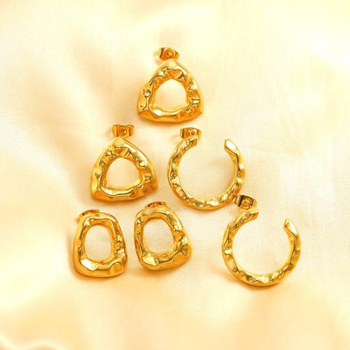 Stainless Steel Stud fülbevaló, 304 rozsdamentes acél, 18K aranyozott, különböző stílusokat a választás & a nő & üreges, Által értékesített pár