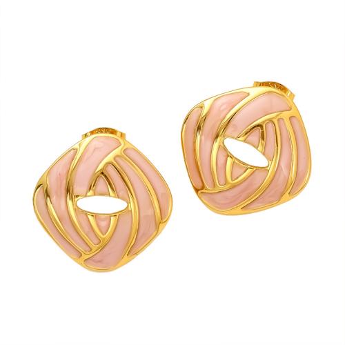 Nerezová ocel náušnice, 304 Stainless Steel, 18K pozlacené, pro ženy & smalt & dutý, více barev na výběr, Prodáno By Pair