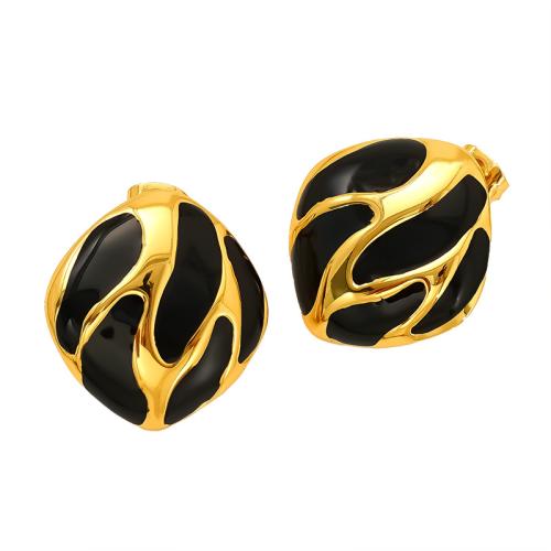 Nerezová ocel náušnice, 304 Stainless Steel, 18K pozlacené, módní šperky & pro ženy & smalt, více barev na výběr, Prodáno By Pair