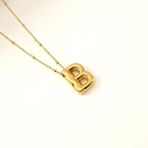 Stainless Steel Jewelry Necklace 304 Stainless Steel Alphabet Letter 18K gold plated fashion jewelry & Unisex Sold By PC