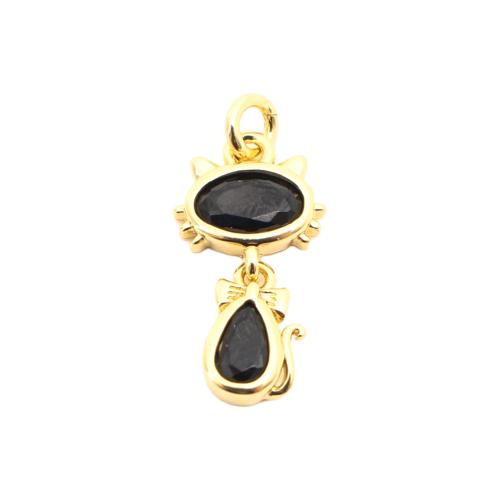 Kubinių Zirconia Mikro Pave Žalvaris Priedai veltiniams, vilna, Žalvarinis, Katė, Pasidaryk pats & mikro nutiesti kubinių Zirconia, aukso, 16x9x2mm, Pardavė PC