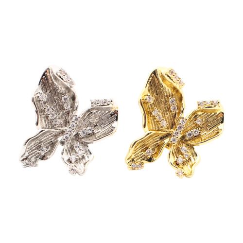 Terningformet Zirkon Micro Pave Messing vedhæng, Butterfly, du kan DIY & Micro Pave cubic zirconia, flere farver til valg, 21x18x9mm, Solgt af PC