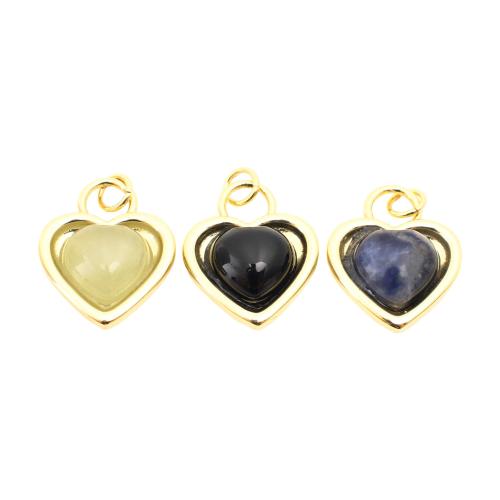 Pendente di ottone in forma cuore, with Pietra naturale, DIY & materiali diversi per la scelta, dorato, 19x16x6mm, Venduto da PC