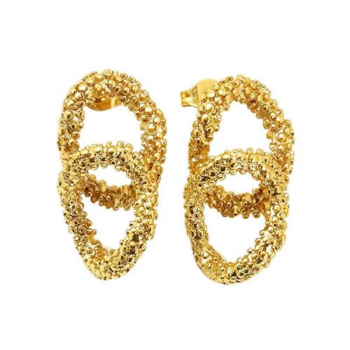 Stainless Steel Stud Earrings 304 Stainless Steel 18K gold plated fashion jewelry & for woman & hollow Sold By Pair