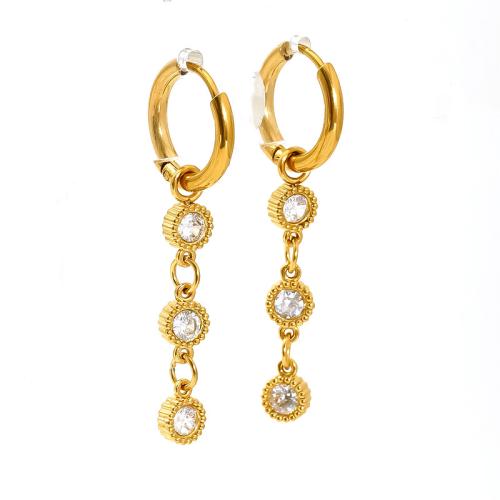 Cruach dhosmálta Buail Earring, 304 Cruach dhosmálta, 18K ór plátáilte, jewelry faisin & micrea réiteach zirconia ciúbach & do bhean, dathanna níos mó le haghaidh rogha, Díolta De réir Péire