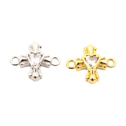Messing smykker Connector, Kryds, du kan DIY & Micro Pave cubic zirconia, flere farver til valg, 15x12x4mm, Solgt af PC