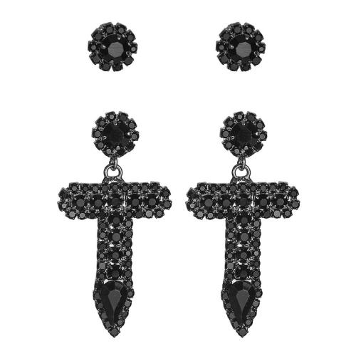 Mesing ispustiti naunica, 2 komada & za žene & s Rhinestone, više boja za izbor, Prodano By par