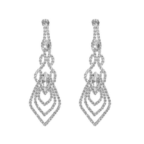Boucles d'oreilles pendantes en laiton, bijoux de mode & pour femme & avec strass, Vendu par paire