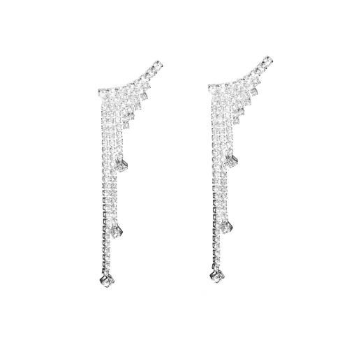 Boucles d'oreilles pendantes en laiton, bijoux de mode & pour femme & avec strass, Vendu par paire