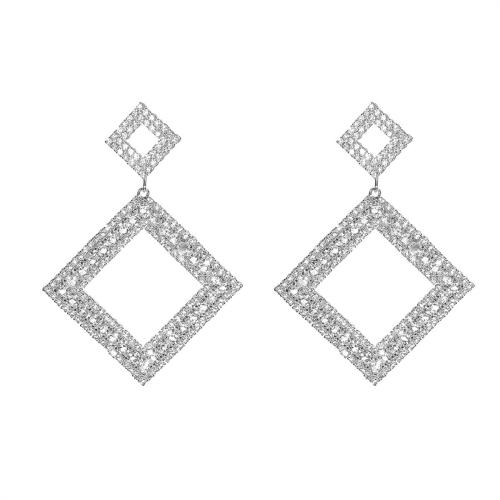 Boucles d'oreilles pendantes en laiton, bijoux de mode & pour femme & avec strass, Vendu par paire