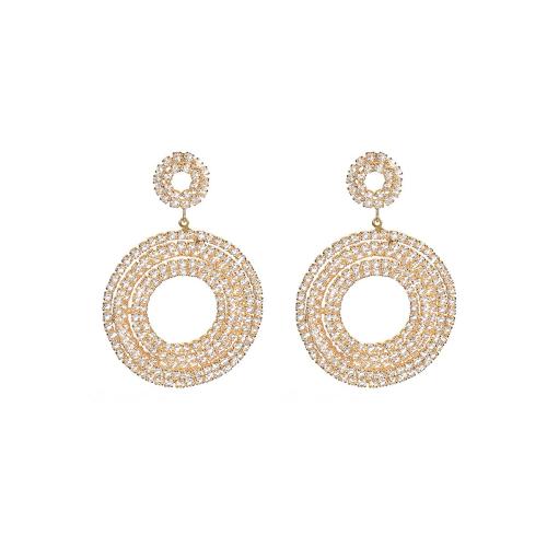 Boucles d'oreilles pendantes en laiton, bijoux de mode & pour femme & avec strass, doré, Vendu par paire
