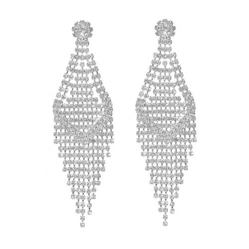 Blås Droppörhänge, Mässing, mode smycken & för kvinna & med strass, silver, Säljs av Par