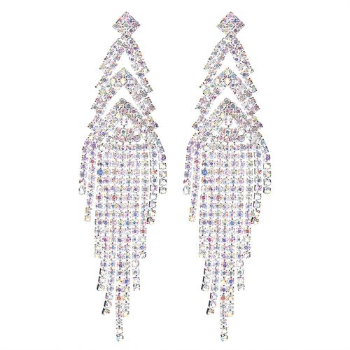 Blås Droppörhänge, Mässing, mode smycken & för kvinna & med strass, fler färger för val, Säljs av Par