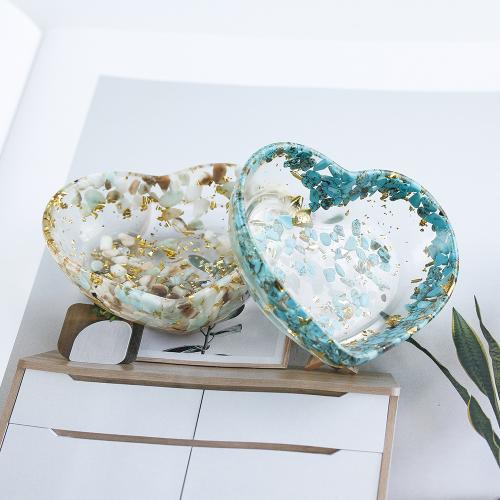 Natur grus Dekoration, med Resin, Heart, epoxy sticker, forskellige materialer til valg, 70x25x80mm, Solgt af PC