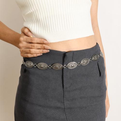 Zink Alloy midja kedja, med Järn, plated, folkliga stil & för kvinna, silver, Längd Ca 125 cm, Säljs av PC