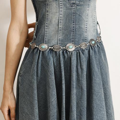 Zinc Alloy Waist Chain with turquoise & Iron plated vintage & for woman Length Approx 148 cm Sold By PC